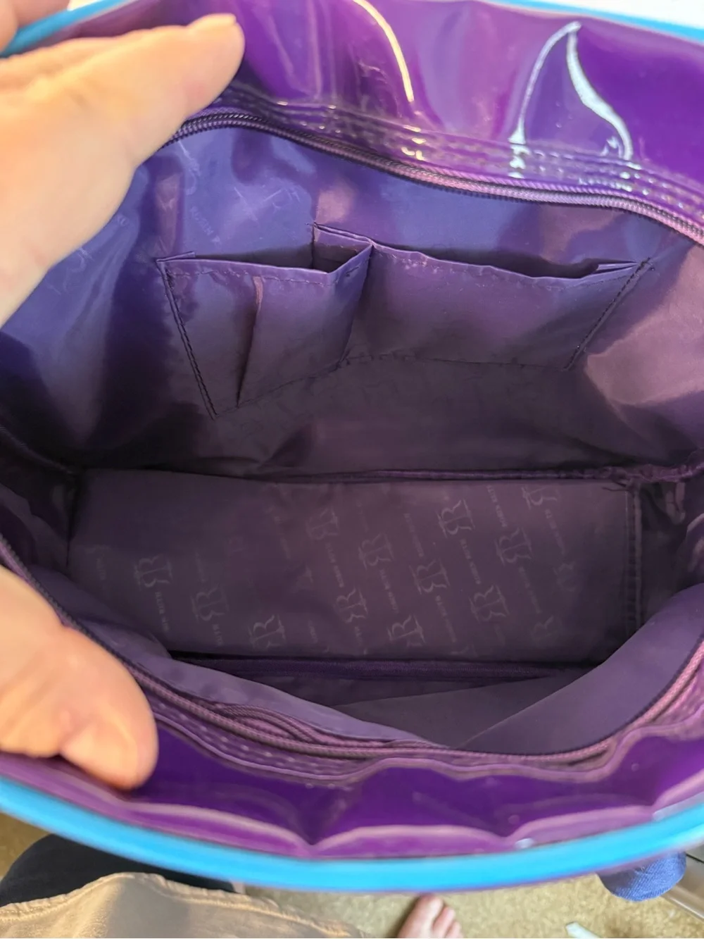 Robin Ruth Barcelona Purple Blue Patent Shoulder Messenger Bag